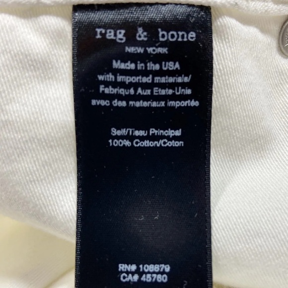 RAG & BONE White Cotton Straight Wide Leg Crop Pants Raw Hem Distressed Pants - Picture 8 of 14